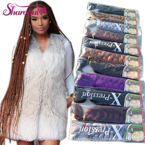 Crochet Box Braid Ombre Braiding Hair Extension Synthetic African Extention Jumbo Raw Material Fiber Hair Weave